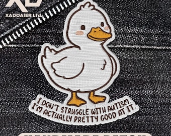 I Don't Struggle With Autism Patch Silly Duck Neurodiversity Autism Awareness Embroidered Patch Iron On Keychains Hook & Loop For Jacket Hat