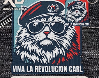 Viva La Revolucion Cat Patch Funny Meme Humor Embroidered Patch Iron On Keychains Hook & Loop Princess Donut For Jacket Hat