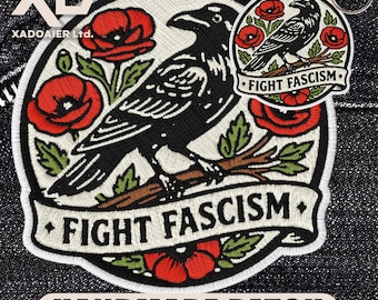 Fight Fascism Bird Patch Funny Meme Political Activist Human Rights Humor Embroidered Patch Iron On Keychains Hook & Loop For Jacket Jeans