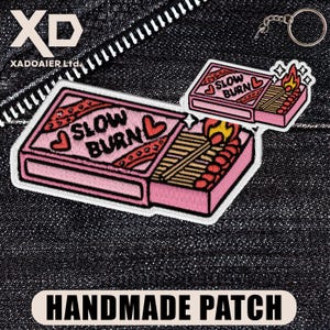 Slow Burn Matches Bookish Dark Romance Reader Booktok Aesthetic Embroidered Patch Iron On Keychains Hook & Loop For Jacket Jeans Backpack