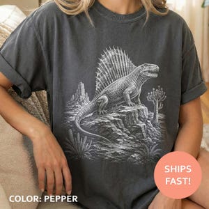 Dimetrodon Sail Shirt, Permian Predator T-shirt, prehistorisch reptiel T-shirt, Paleo Desert T-shirt, Fossil Art Top