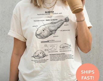 Camiseta de anatomía del pez borrón, camiseta de pez borrón, camiseta de biología de aguas profundas, camiseta de ciencias oceánicas, camiseta de estudio marino