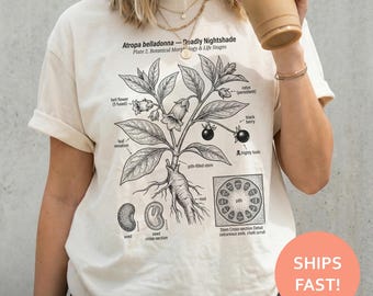 Atropa Belladonna Shirt, Deadly Nightshade TShirt, Botanical Anatomy Tee, Vintage Engraving T-Shirt, Toxic Plant Illustration Top