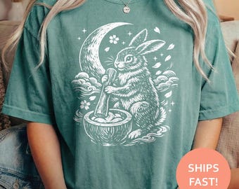 Moon Rabbit Myth Shirt, Moon Rabbit TShirt, Japanese Rabbit Tee, Celestial Myth T-Shirt, Lunar Art Top