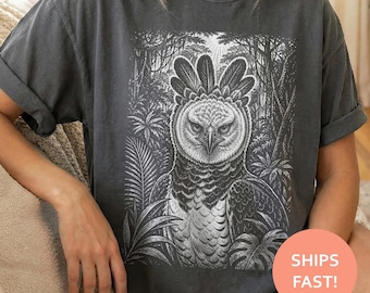 Harpy Eagle Shirt, Rainforest Raptor TShirt, Tropical Bird of Prey Tee, Jungle Wildlife T-Shirt, Etched Nature Top