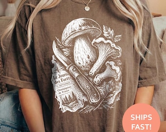 Forager Knife Shirt, Woodland Harvest TShirt, Mushroom Hunting Tee, Forest Journal T-Shirt, Rustic Mycology Top
