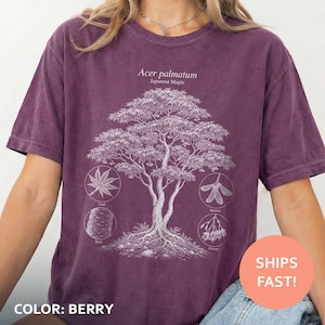 Japanese Maple Anatomy Shirt, Botanical Garden TShirt, Red Leaf Study Tee, Acer Palmatum T-Shirt, Tree Lover Top