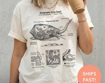 Cone Snail Anatomy Shirt, Cone Snail TShirt, Marine Biology Tee, Ocean Science T-Shirt, Shell Anatomy Top
