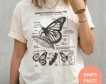 Monarch Butterfly Anatomy Shirt, Monarch Butterfly Diagram TShirt, Insect Anatomy Tee, Science Illustration T-Shirt, Entomology Study Top