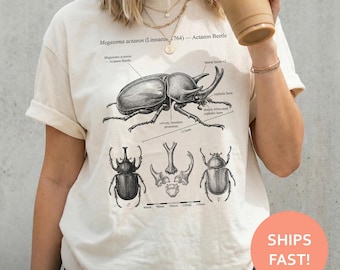 Actaeon Beetle Anatomy Shirt, Beetle Anatomy TShirt, Rhino Beetle Tee, Insect Diagram T-Shirt, Entomology Top