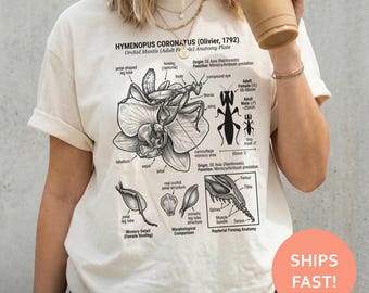 Orchid Mantis Anatomy Shirt, Orchid Mantis TShirt, Insect Diagram Tee, Entomology Illustration T-Shirt, Nature Study Top
