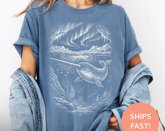 Narwhal Arctic Shirt, Narwhal TShirt, Arctic Whale Tee, Ocean Myth T-Shirt, Sea Creature Top