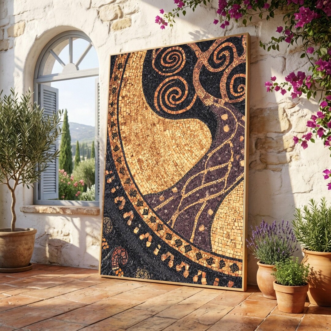 Gustav Klimt Mosaic Tree of Life Canvas, Spiral Tribal Wall Art ...