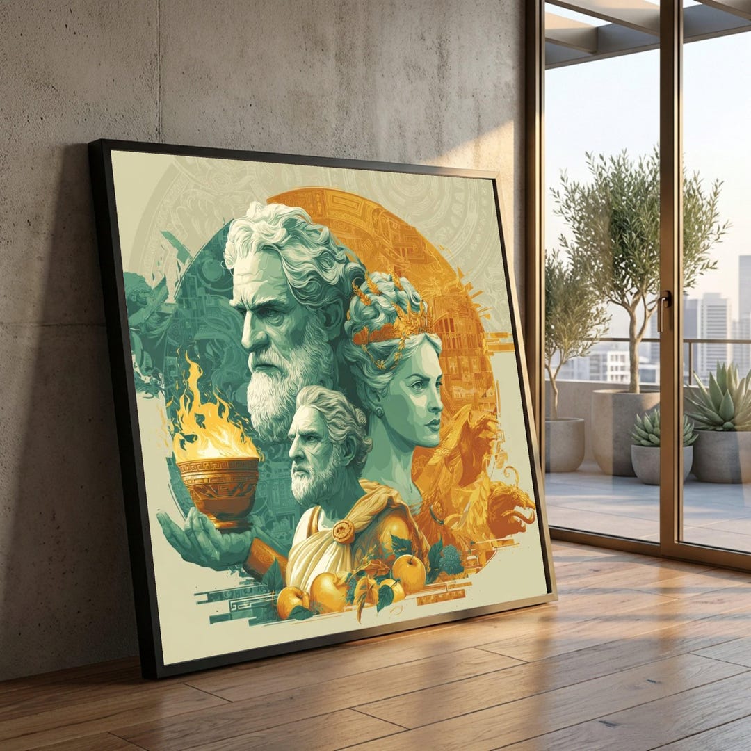 Greek Gods Canvas Wall Art, Mythology Portraits Print, Zeus Hera Hades ...
