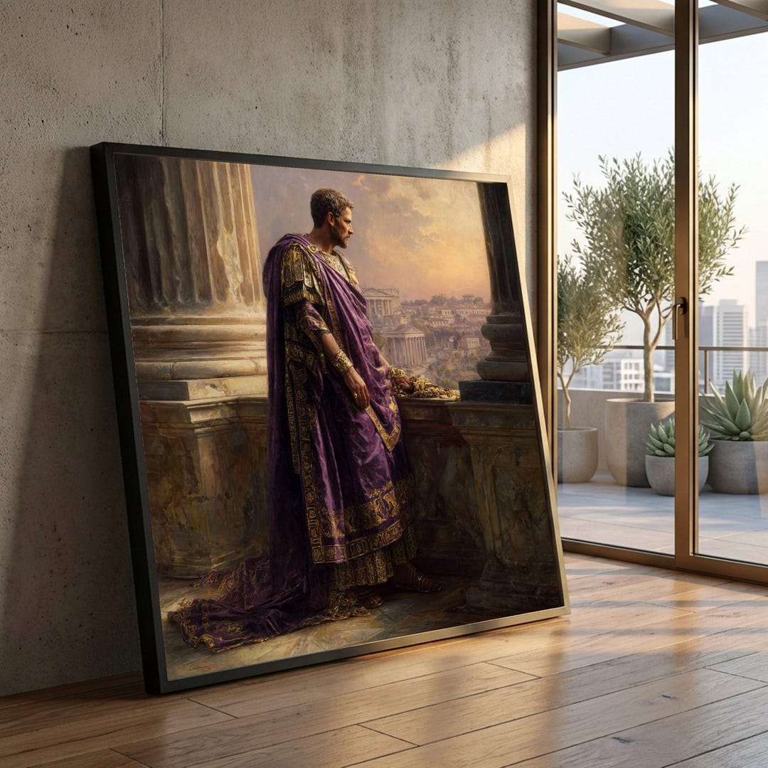 Roman Emperor Robe Drawing Roman Emperor Portrait Canvas, Ancient Rome Wall Art, Historical Figure ...