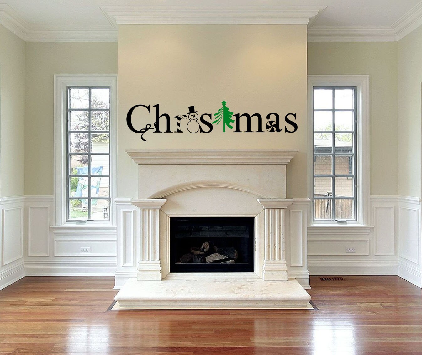 Christmas Vinyl Wall Decal LARGE great for Fireplace Entry Etsy