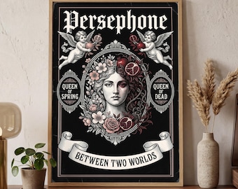Persephone Poster | Greek Goddess Mythology Art | Dark Academia Witchy Wall Decor | Digital Download | Printable Art