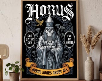 Horus Poster Romanticy Wall Art Print | Egyptian God Artwork Decor | Spiritual Home Living Room Accent | Mythology Lover Gift For Her Divine