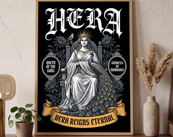 Hera Poster Romanticy Wall Art | Goddess Mythology Decor Print | Soft Aesthetic Home Decor | Dreamy Female Portrait Gift Idea | Elegant Room