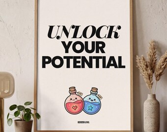 Unlock Your Potential — Minimalist Gaming Poster | Gamer Wall Art | MONO LEVEL