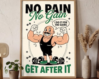 Gym Motivation Poster | Vintage Workout Art | Home Fitness Decor | Digital Download | Printable Art