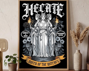 Hecate Poster | Dark Feminine Witchy Art | Mystical Goddess Print | Pagan Decor | Digital Download | Printable Art