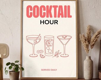 Cocktail Bar Poster | Modern Minimalist Art | Home Bar Decor Print | Digital Download | Printable Art