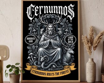 Cernunnos Poster Romanticy Forest God Art Print | Pagan Mythology Wall Decor | Celtic Nature Home Accent | Spiritual Lover Gift Idea | MONO