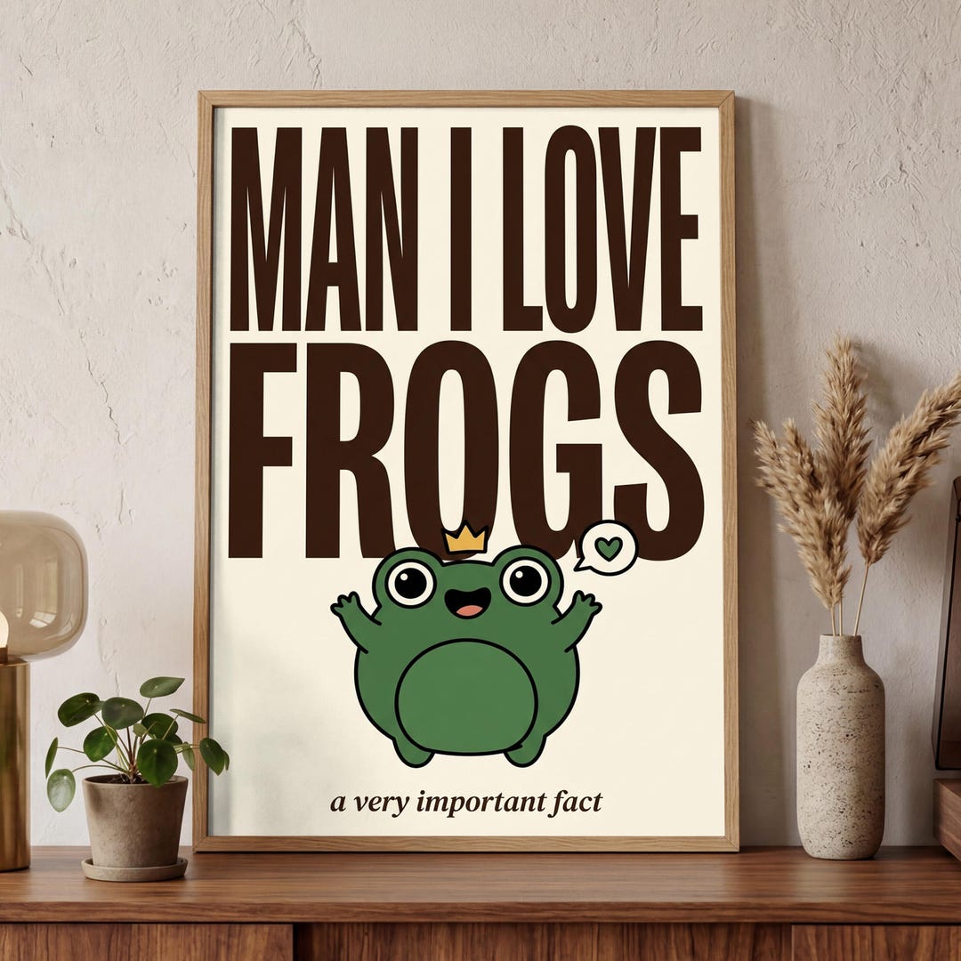 Man I Love Frogs Poster | Indie Collage Art | Cottagecore Wall Decor - Etsy
