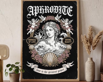 Aphrodite Poster | Greek Mythology Art | Goddess Wall Decor | Gift