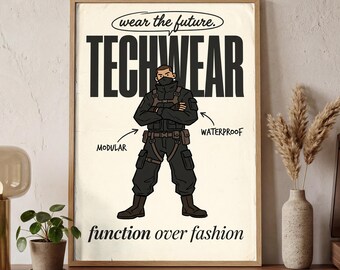 Techwear Streetwear Poster | Cyberpunk Urban Wall Art | Modern Indie Collage | Digital Download | Printable Art