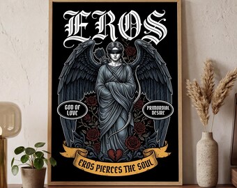Eros Poster Romanticy Wall Art | Aesthetic Love Art Decor Print | Romantic Bedroom Living Room Decor for Couples | Anniversary Gift Her Him