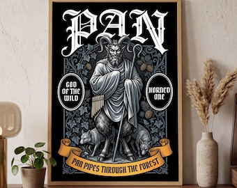 Pan Poster Romantic Wall Art | Whimsical Greek God Decor Print | Dreamy Fantasy Home Art | Aesthetic Mythology Lover Gift | MONO LEVEL | Dig