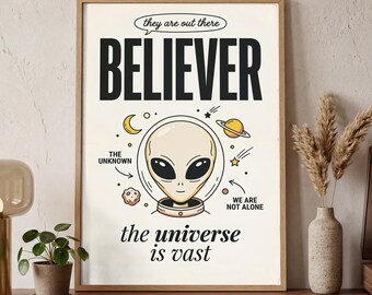 Alien Space Poster | Sci-Fi Wall Art Indie Collage | Celestial Aesthetic Decor | Digital Download | Printable Art