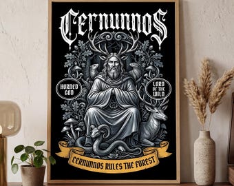 Cernunnos Poster Pagan Altar Print | Forest God Wall Art Decor | Witchy Spiritual Home | MONO LEVEL