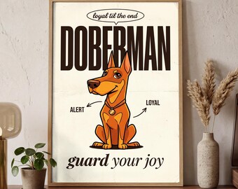Doberman Dog Wall Art | Abstract Geometric Pet Poster | Modern Home Decor | Digital Download | Printable Art