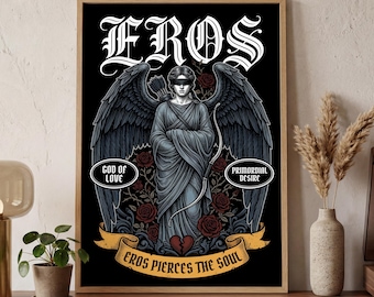 Eros Poster Romanticy Wall Art | Aesthetic Love Art Decor Print | Romantic Bedroom Living Room Decor for Couples | Anniversary Gift Her Him
