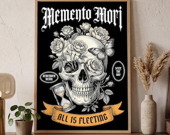 Memento Mori Poster | Dark Academia Wall Art | Gothic Romantic Aesthetic | Digital Download | Printable Art