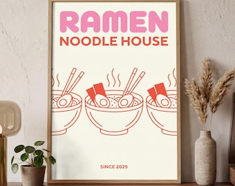 Ramen Bowl Poster | Minimalist Kitchen Art | Modern Asian Food Print | Foodie Gift | Digital Download | Printable Art