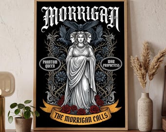 Morrigan Poster Romantic Dark Fantasy Wall Art | Celtic Goddess Room Decor | Mythology Spiritual Art Print | Witchy Gift for Her | MONO LEVE