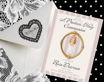Precious First Communion Invitation | Editable Holy Communion Theme (Digital Download)