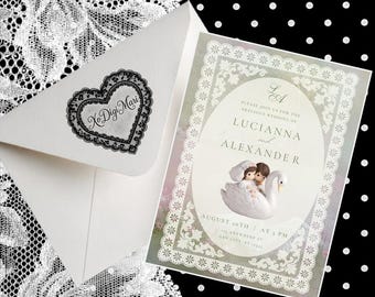 Editable Precious Swan Wedding Invitation (Digital Download)
