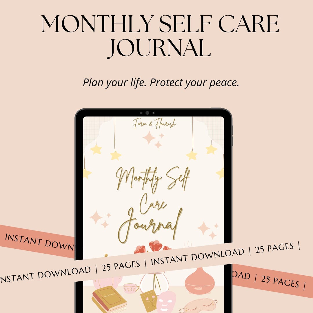 Monthly Self Care Planner | Wellness Journal, Habit Tracker (digital ...