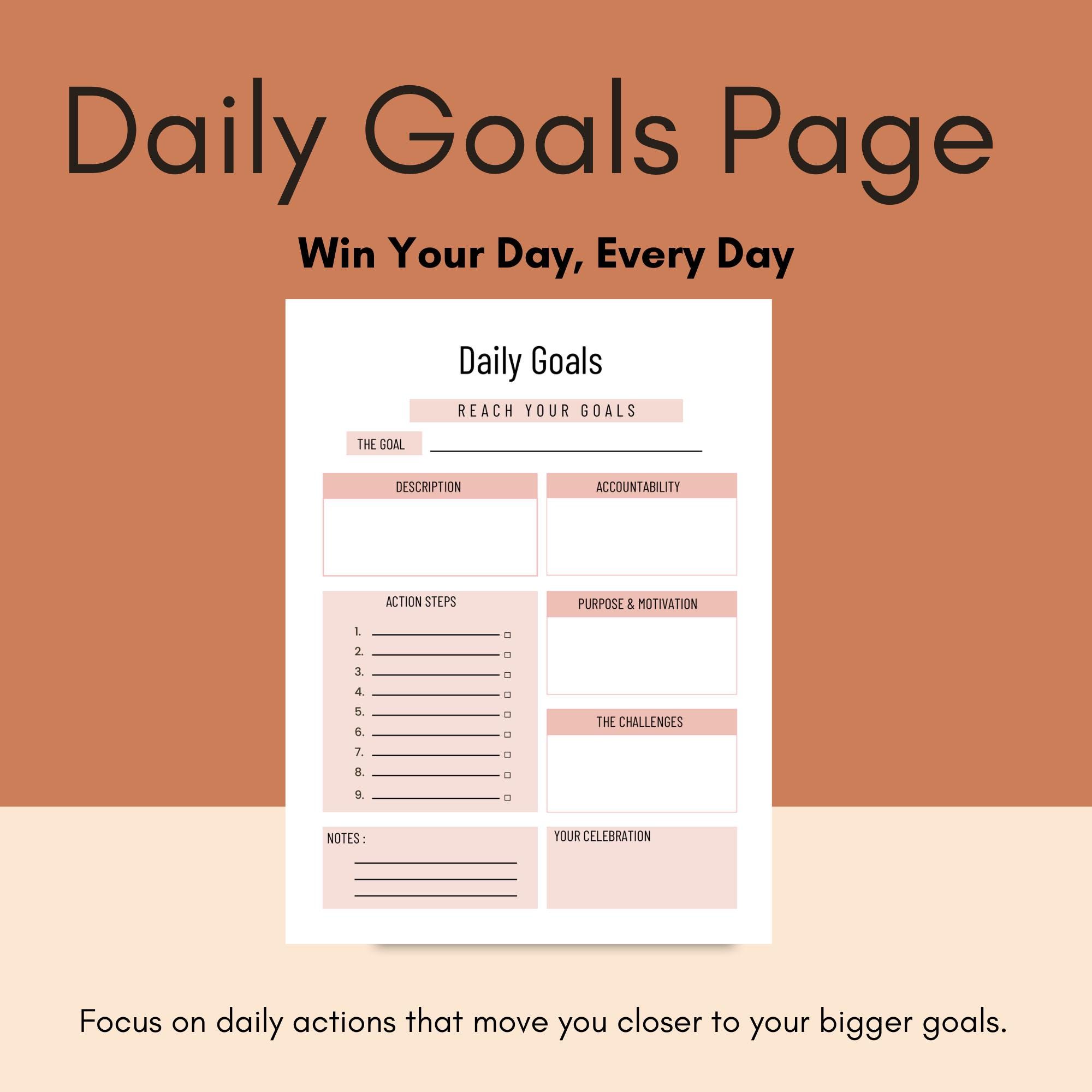 Goal Setting Planner Printable | Daily, Weekly, Monthly Goals, Habits ...