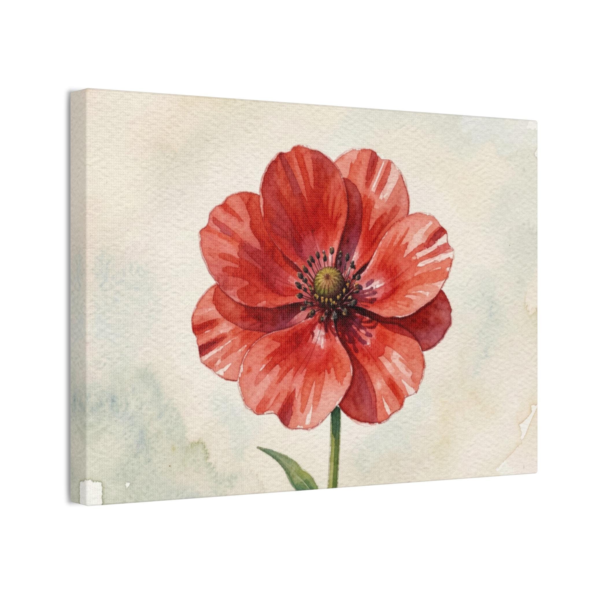 Red Poppy Watercolor Canvas Print Stretched Wall Art - Etsy