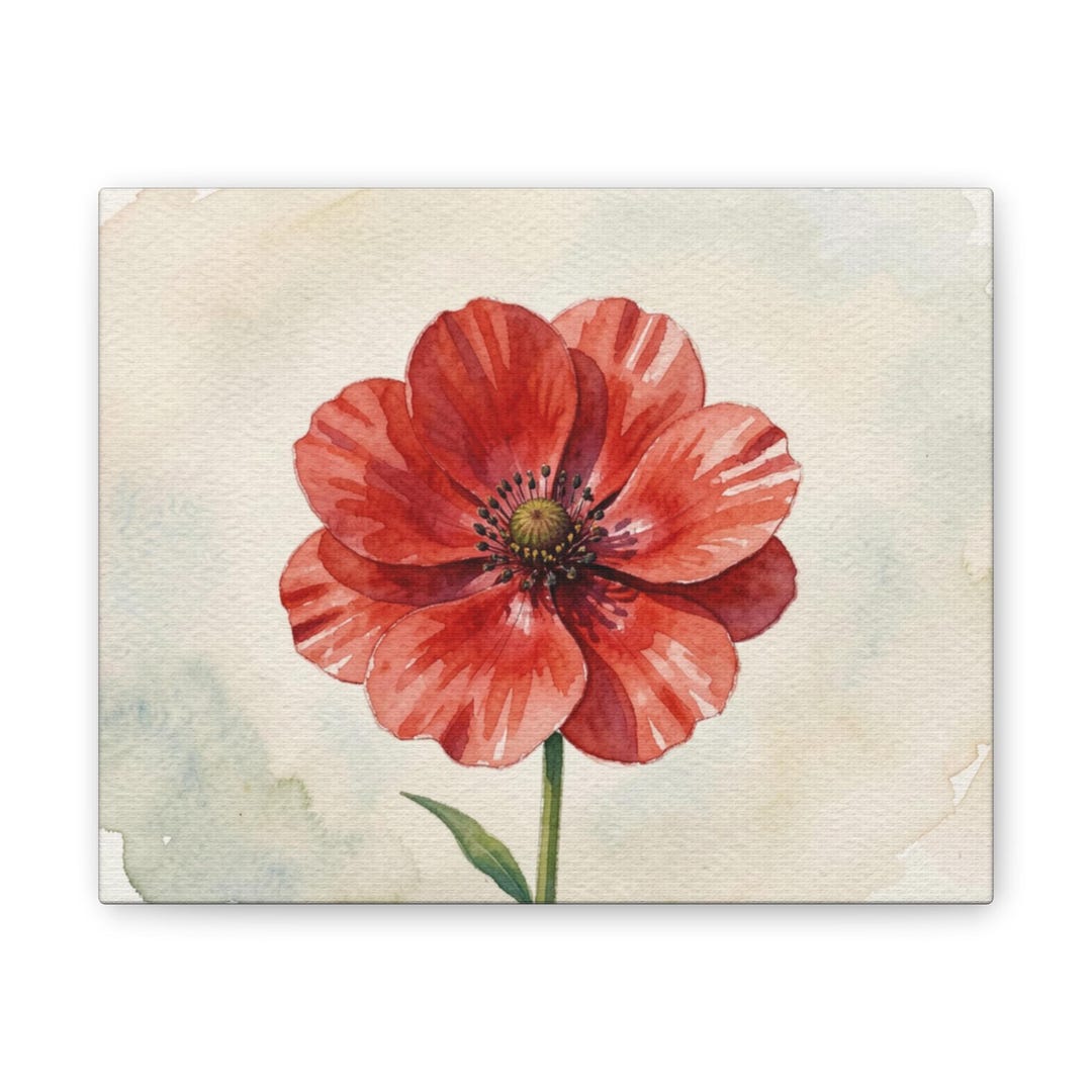Red Poppy Watercolor Canvas Print Stretched Wall Art - Etsy