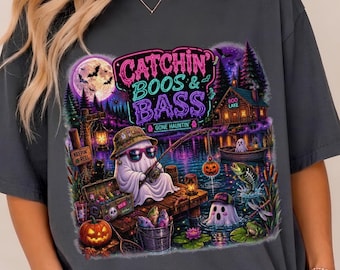 Summerween Png, süße Girly gruselige Sommer Sublimation, lustiges Halloween Leben am See PNG, trendiges Geist Digital Design, Geist Angeln Shirt Design