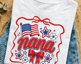 Vaterhafte Nana PNG, Nana Bogen PNG, Unabhängigkeitstag Nana Shirt Design, 4. Juli Sublimation Png, Oma Coquette Png, trendiges T-Shirt Png