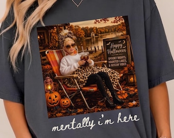 Ich bin geistig hier jetzt PNG, Puppengesicht Meme Shirt Design, Halloween PNG Download, lustige trendige Puppengesicht Sublimation, lustiger Herbst PNG