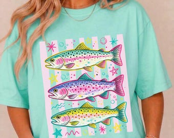 Preppy vis png, kleurrijk sublimatieontwerp, trendy girly png, visstrepen png, Lake Days png, grafische download girly oceaanvakantie